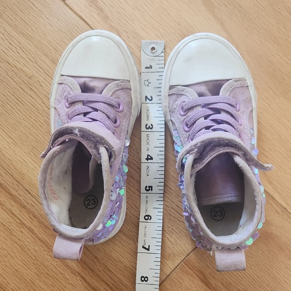 Toddler Lavender Sequin High Top Sneakers Size 7 - Picture 16 of 17